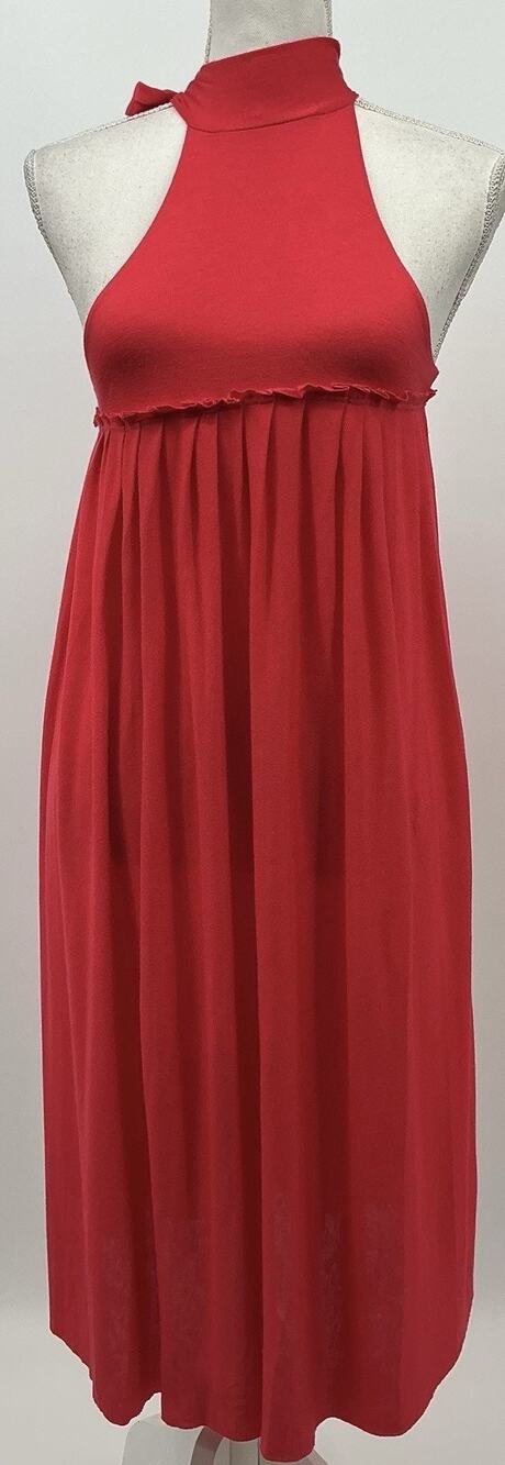 Lani Red Maxi Dress Women's M Sleeveless High Neck Bow Empire